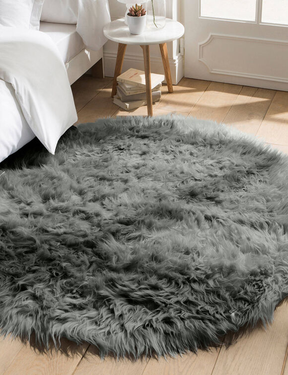 Rond tapijtje met hoge polen (grijs) Rond tapijtje met hoge polen (grijs)